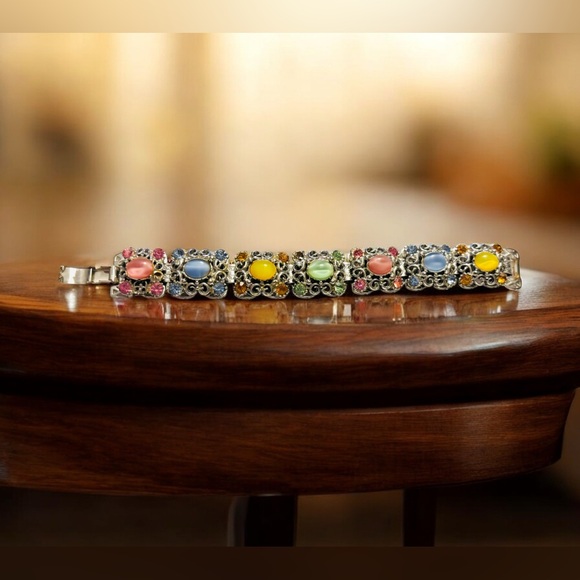 Multi-Color Silver tone Gemstone Bracelet - Picture 5 of 7